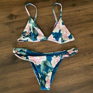 Frankie's Bikinis Floral Bikini - Blue and Pink